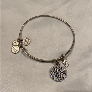 Alex and Ani light blue snowflake charm bracelet